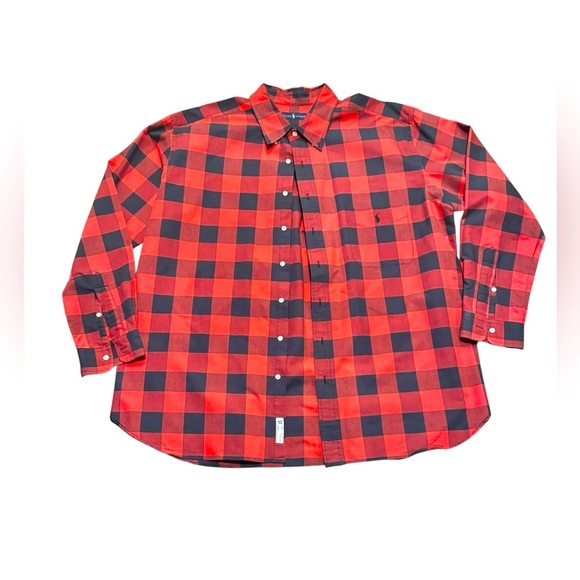 Ralph Lauren Flannel Red Black Checkered Plaid Button Down Shirt Mens Size 3XB - Picture 5 of 9